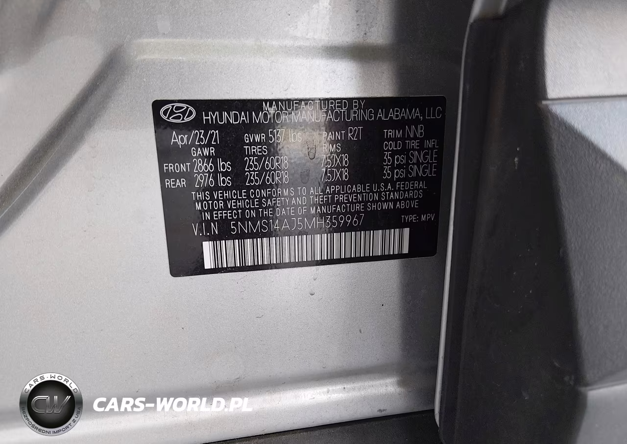 2021 Hyundai Santa Fe Se VIN:5NMS14AJ5MH359967 - 9
