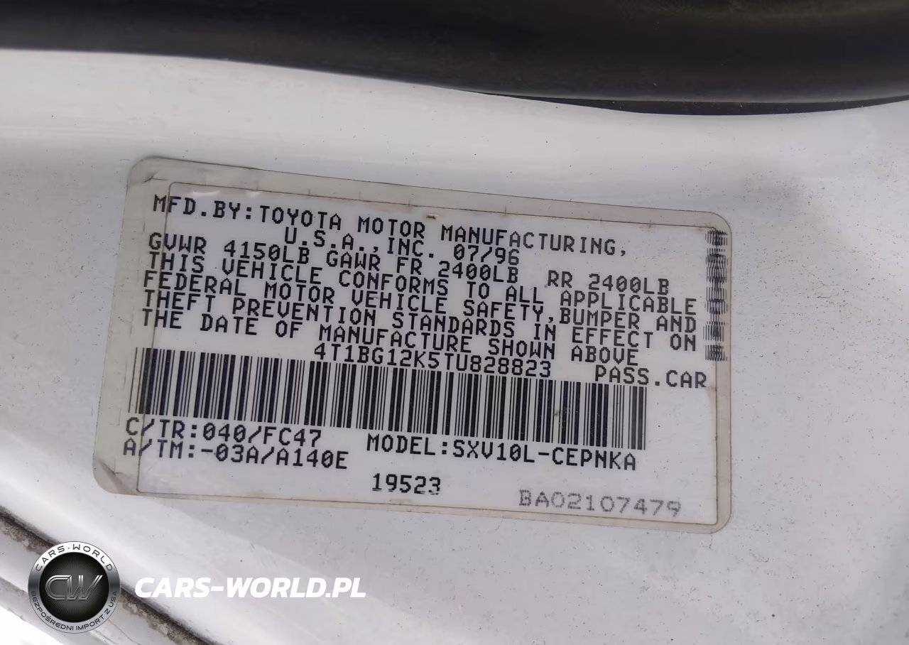 1996 Toyota Camry Dx-Le-Xle VIN:4T1BG12K5TU828823 - 9