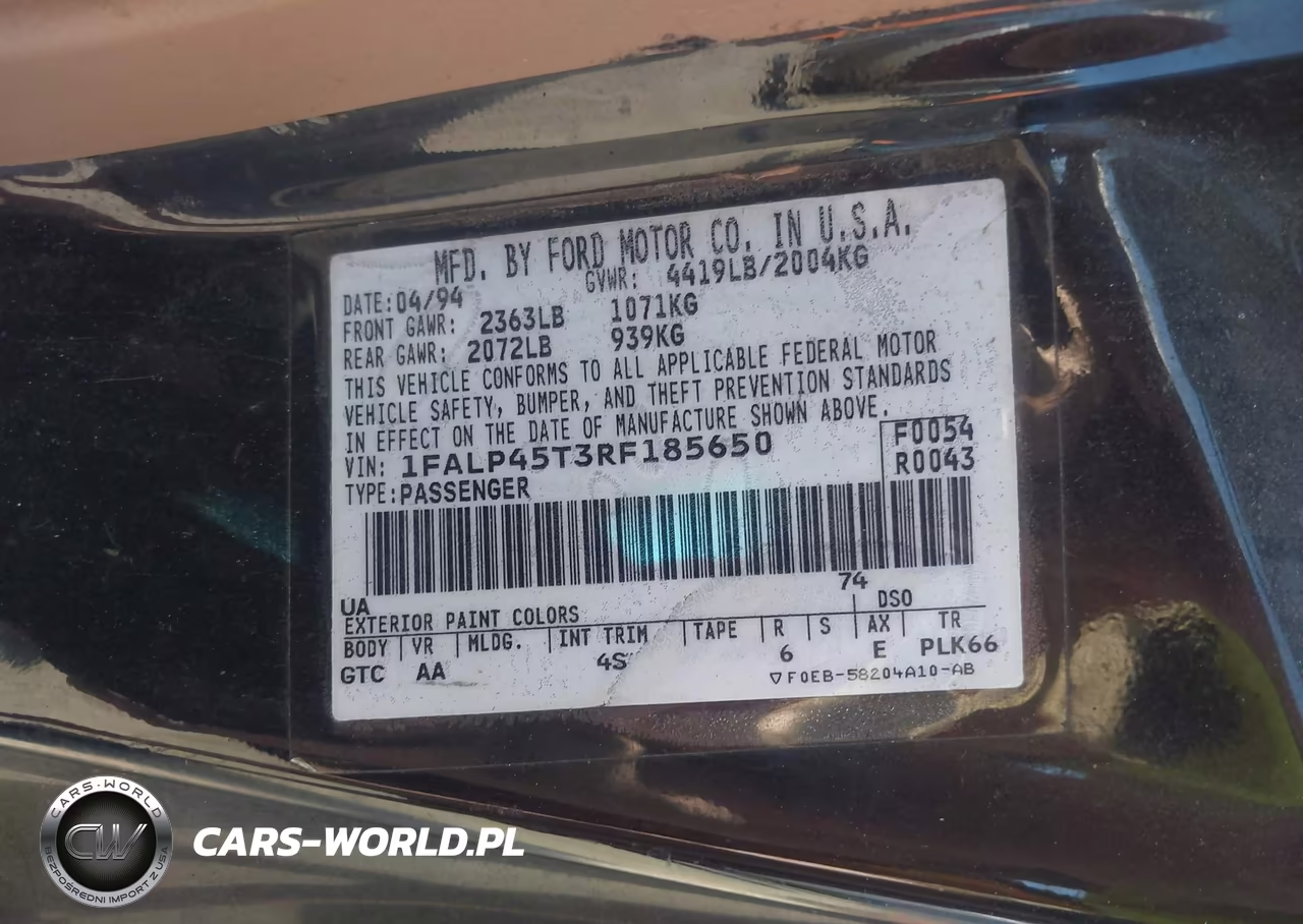 1994 Ford Mustang Gt VIN:1FALP45T3RF185650 - 9