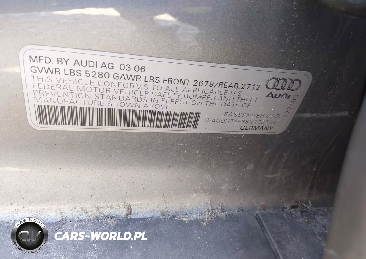 2006 Audi A6 3.2 VIN:WAUDH74F96N168505 - 9