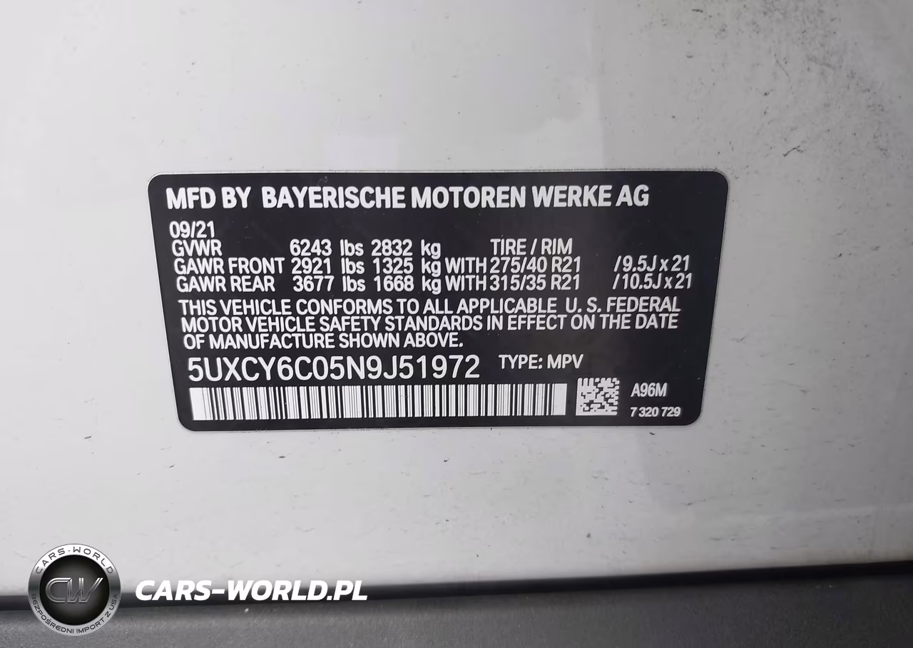 2022 BMW X6 xDrive40I VIN:5UXCY6C05N9J51972 - 9
