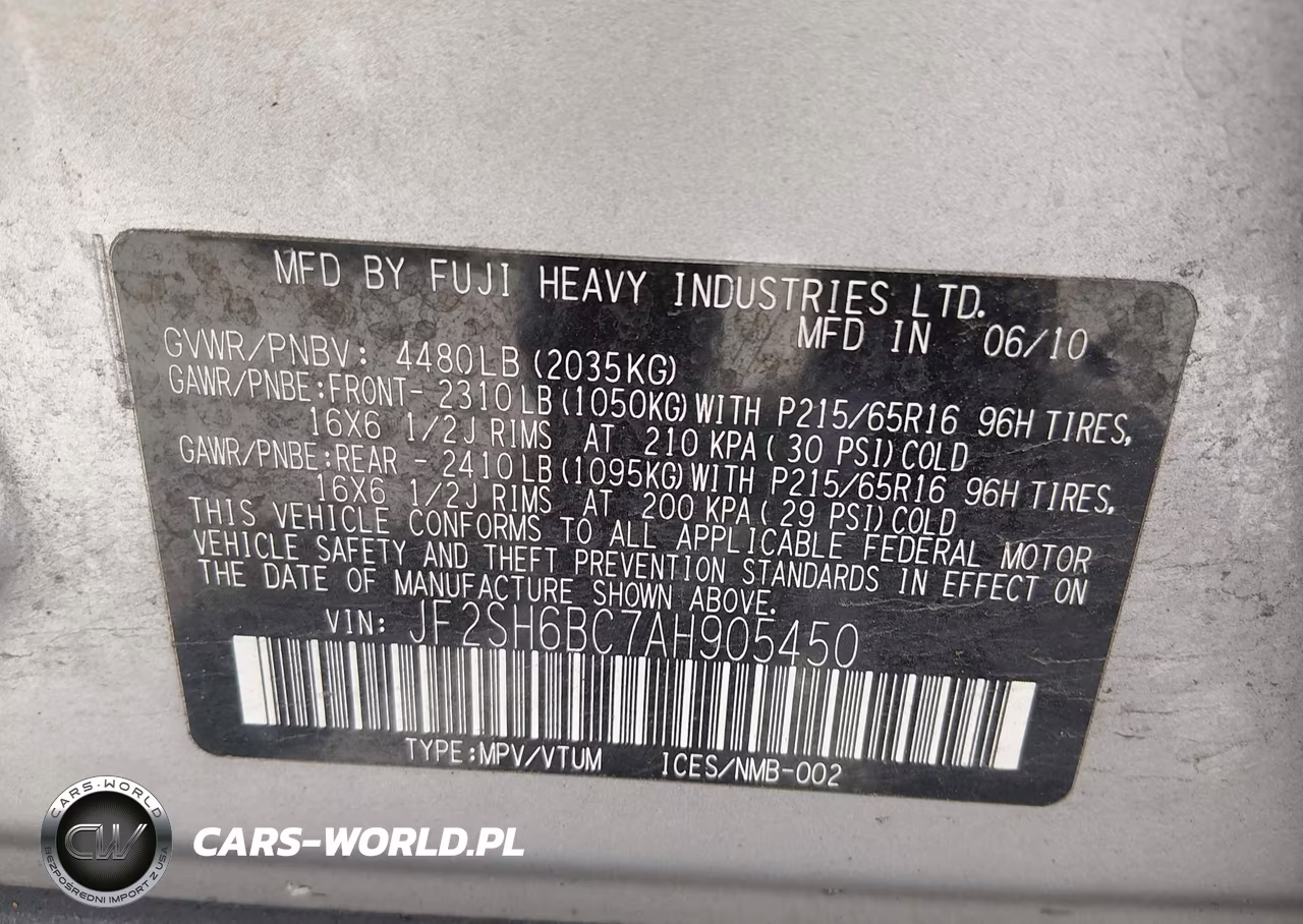 2010 Subaru Forester 2.5X VIN:JF2SH6BC7AH905450 - 9