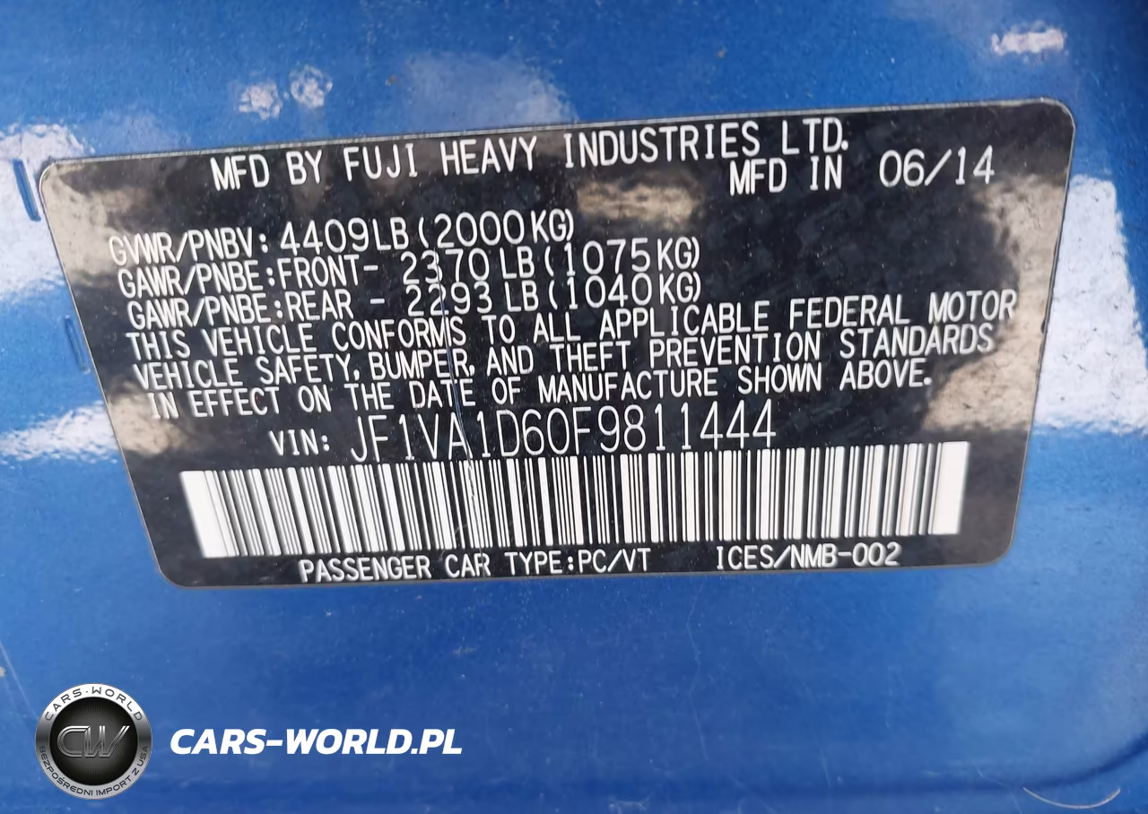 2015 Subaru Wrx Premium VIN:JF1VA1D60F9811444 - 9