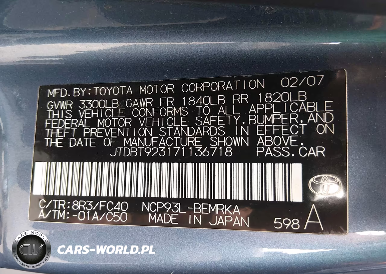 2007 Toyota Yaris VIN:JTDBT923171136718 - 9