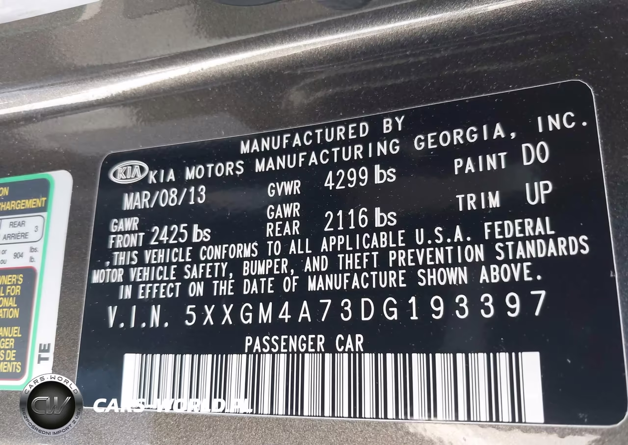 2013 Kia Optima Lx VIN:5XXGM4A73DG193397 - 9