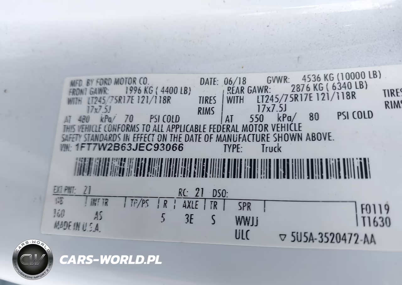 2018 Ford F-250 Xl VIN:1FT7W2B63JEC93066 - 9