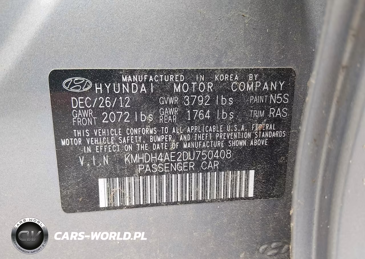 2013 Hyundai Elantra Gls VIN:KMHDH4AE2DU750408 - 9