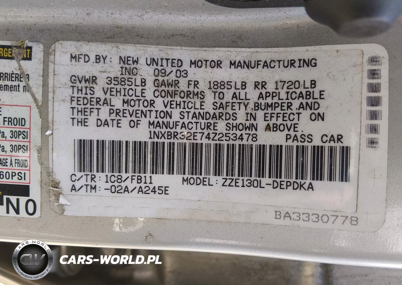 2004 Toyota Corolla Ce VIN:1NXBR32E74Z253478 - 9