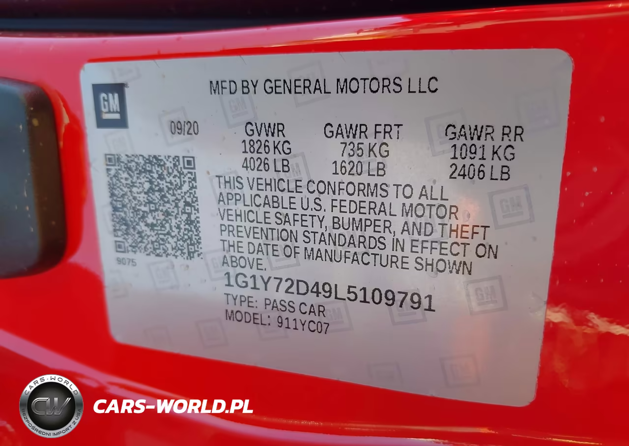 2020 Chevrolet Corvette Stingray Rwd 2Lt VIN:1G1Y72D49L5109791 - 9