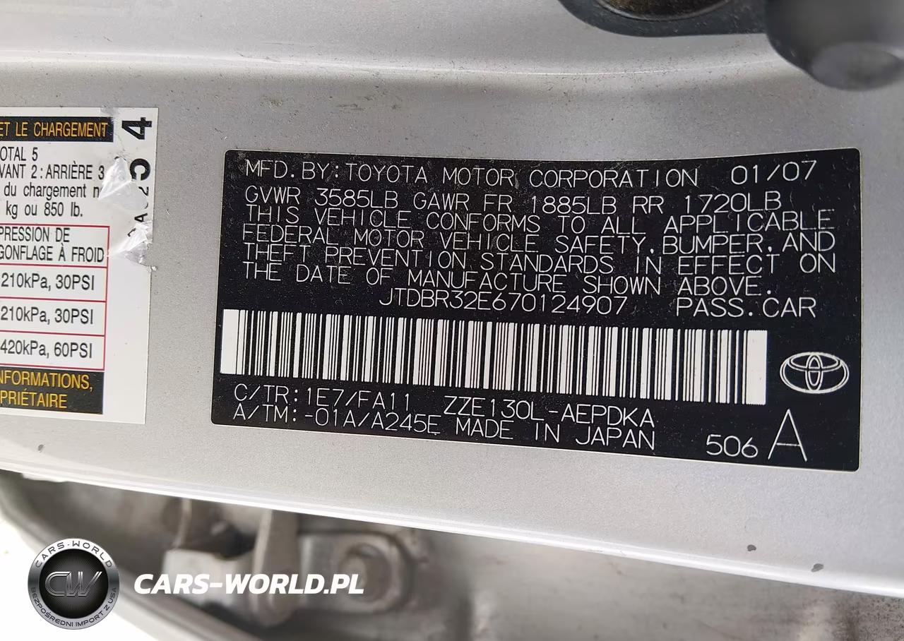 2007 Toyota Corolla Ce VIN:JTDBR32E670124907 - 9