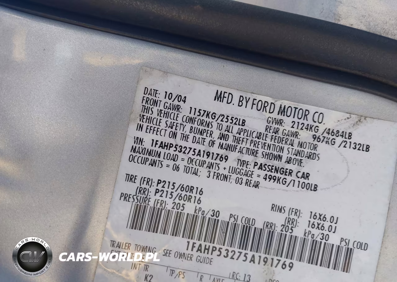 2005 Ford Taurus Se VIN:1FAHP53275A191769 - 9