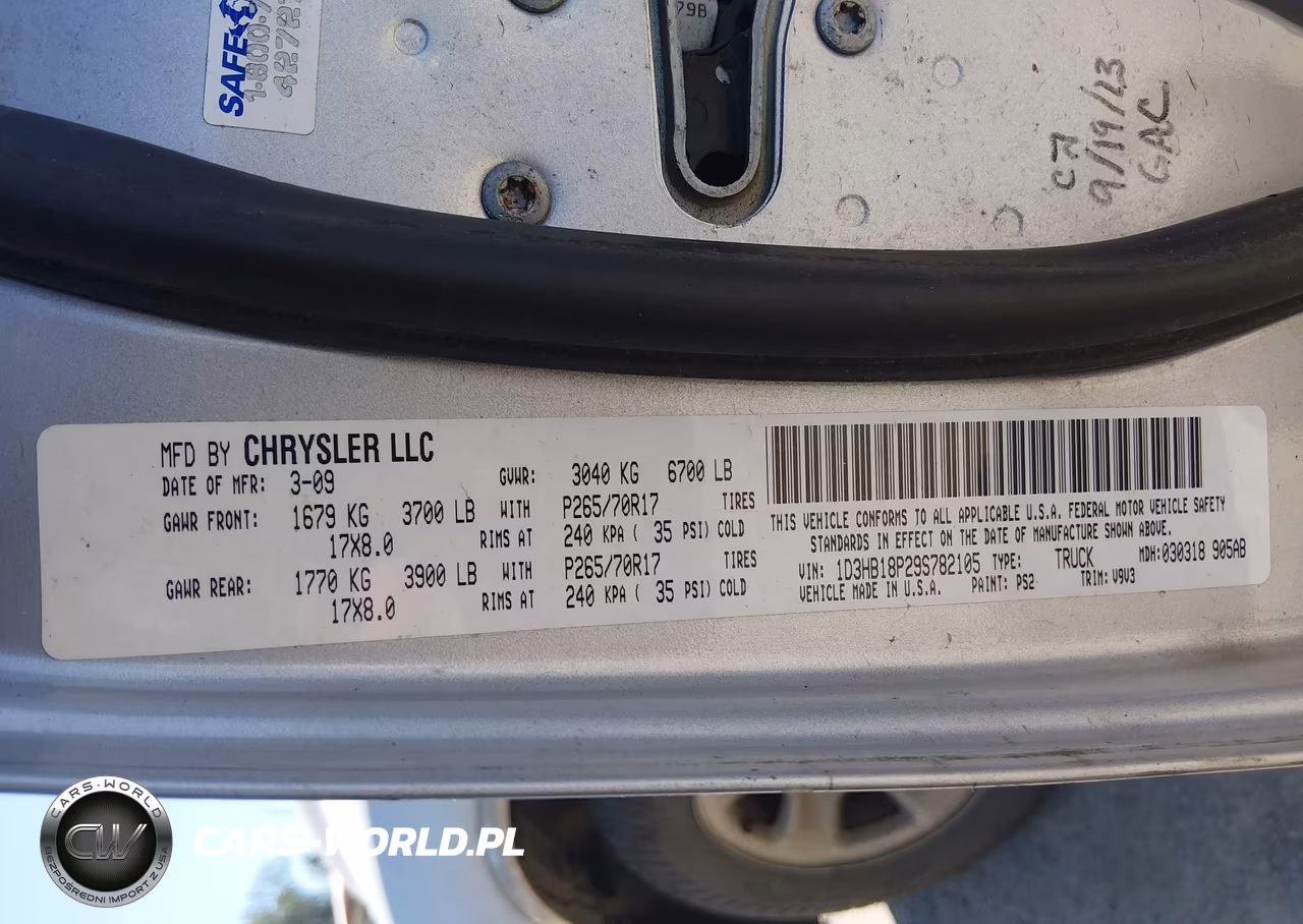 2009 Dodge Ram 1500 St VIN:1D3HB18P29S782105 - 9