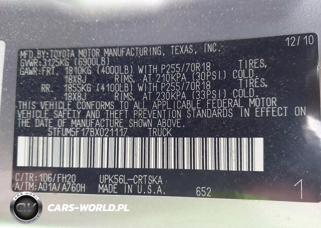 2011 Toyota Tundra Grade 4.6L V8 VIN:5TFUM5F17BX021117 - 9