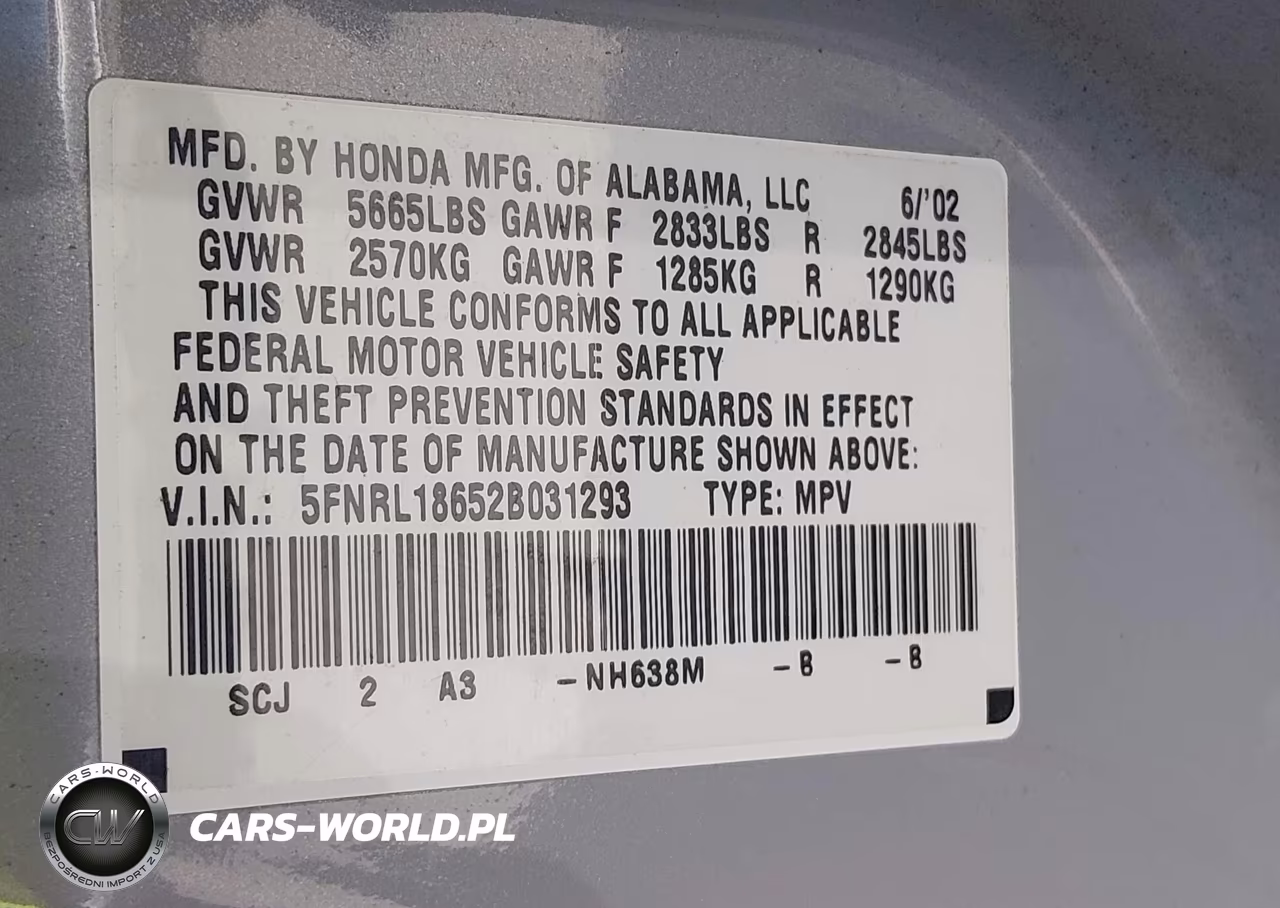 2002 Honda Odyssey Ex VIN:5FNRL18652B031293 - 9