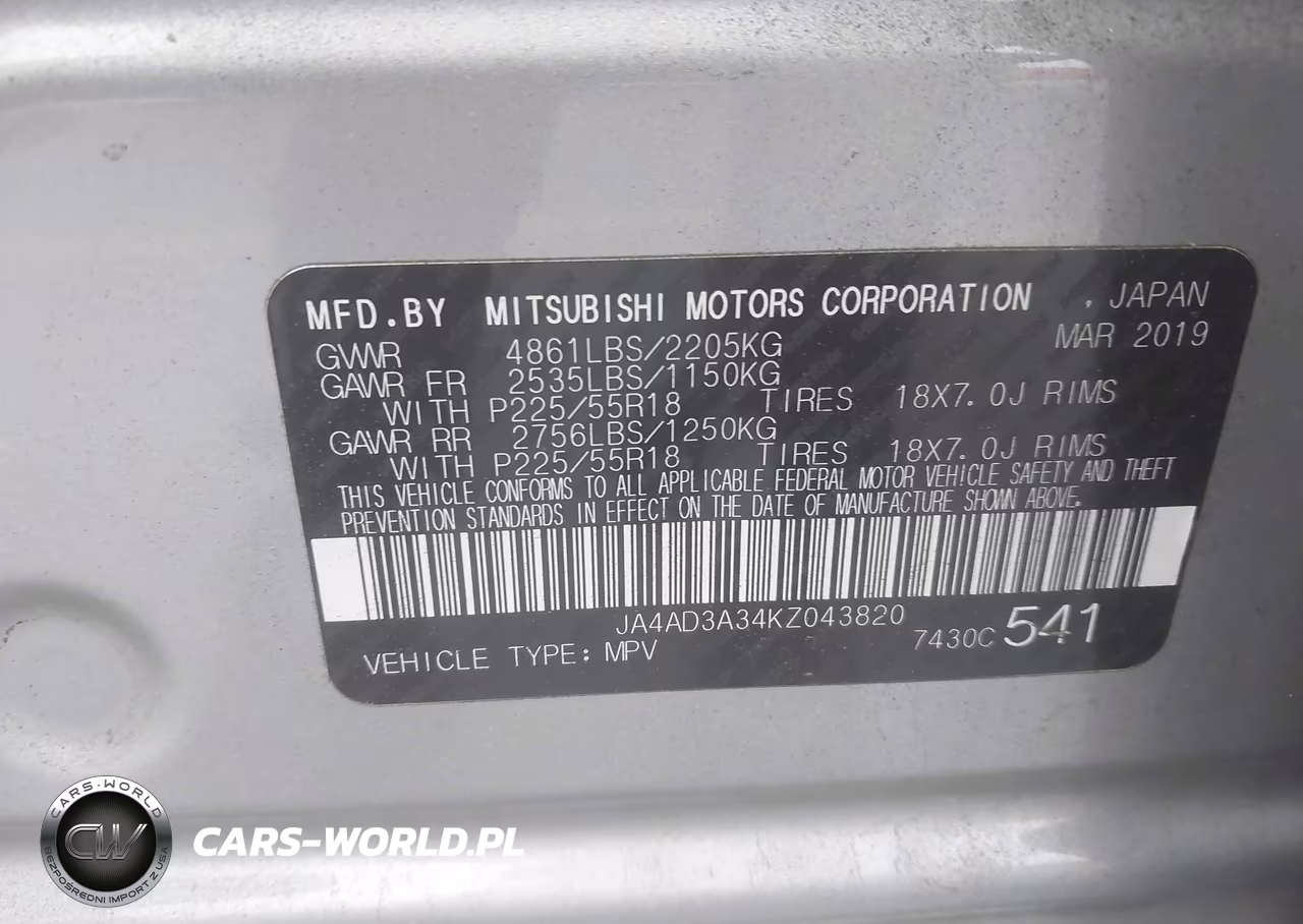 2019 Mitsubishi Outlander Se VIN:JA4AD3A34KZ043820 - 9