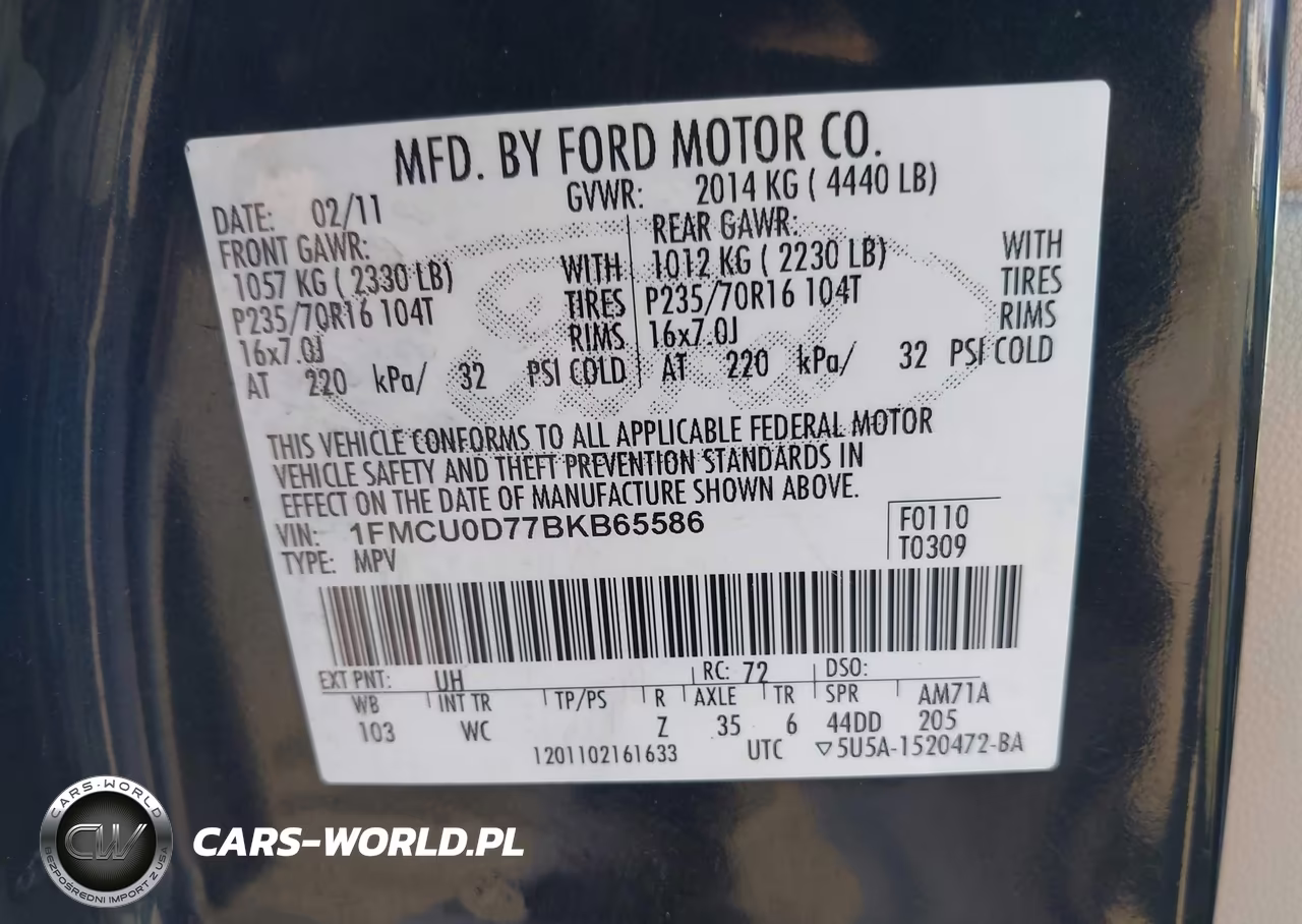2011 Ford Escape Xlt VIN:1FMCU0D77BKB65586 - 9