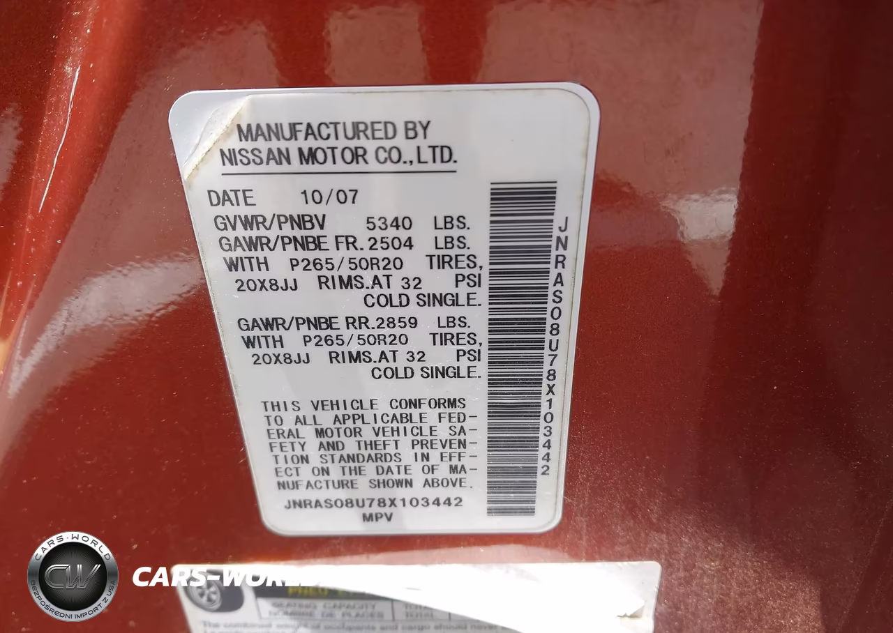 2008 Infiniti Fx35 VIN:JNRAS08U78X103442 - 9