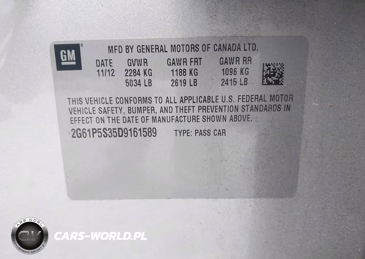 2013 Cadillac Xts Luxury VIN:2G61P5S35D9161589 - 9