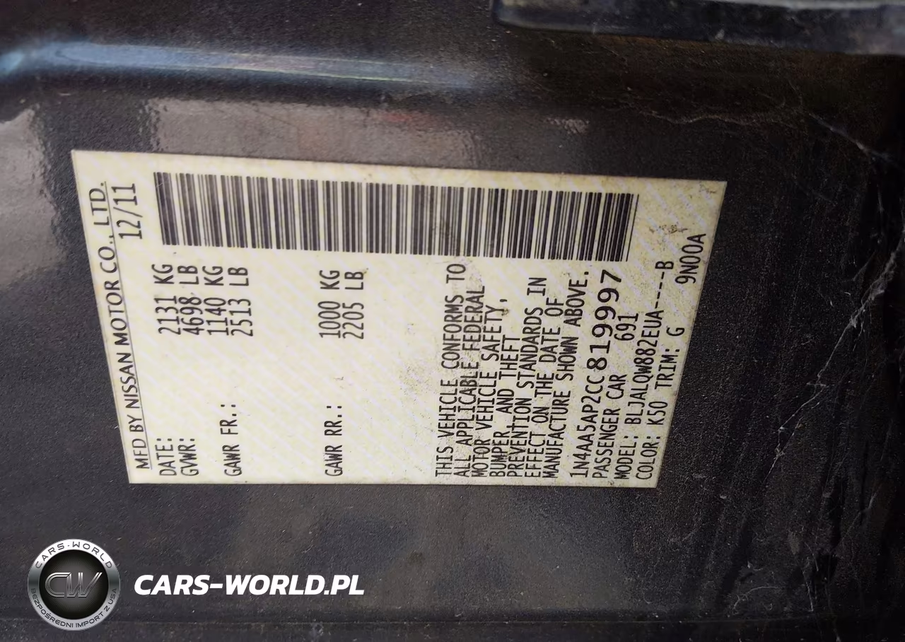 2012 Nissan Maxima 3.5 S VIN:1N4AA5AP2CC819997 - 9