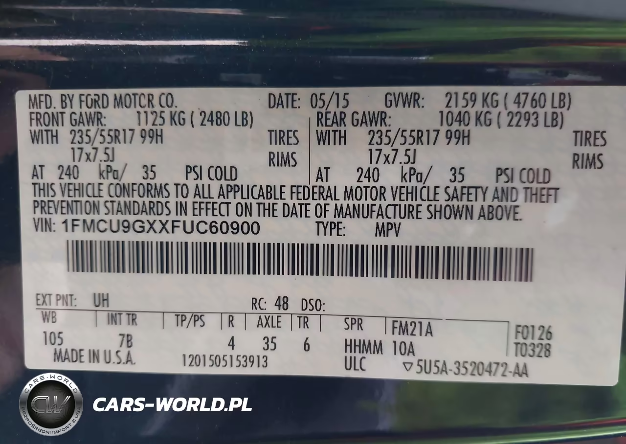 2015 Ford Escape Se VIN:1FMCU9GXXFUC60900 - 9