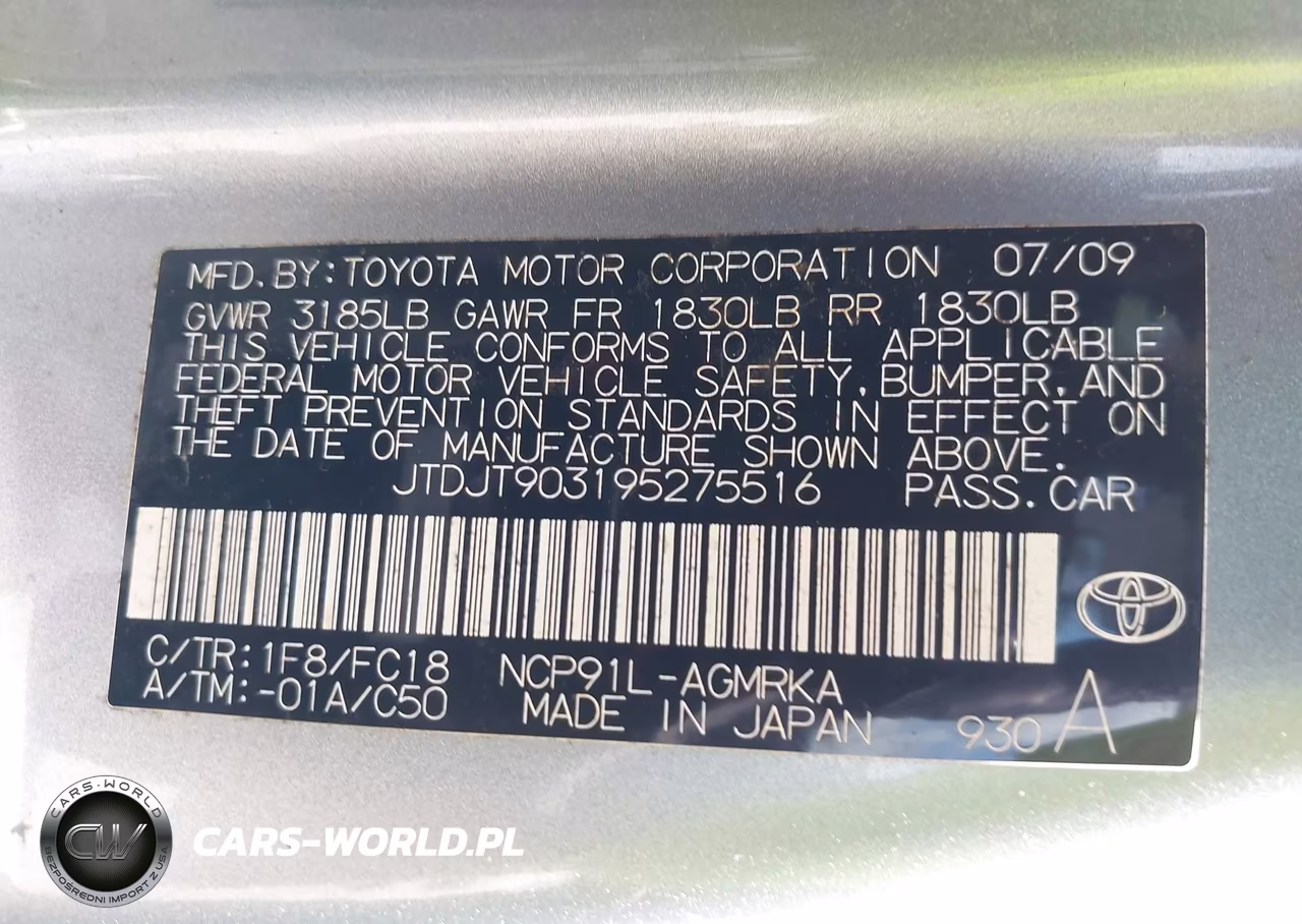2009 Toyota Yaris VIN:JTDJT903195275516 - 9