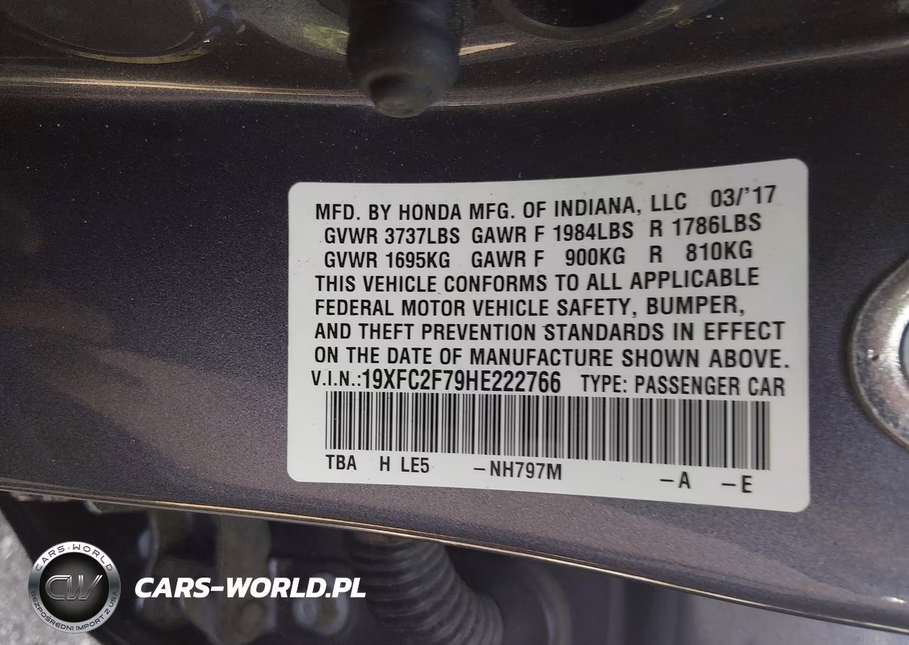 2017 Honda Civic Ex VIN:19XFC2F79HE222766 - 9