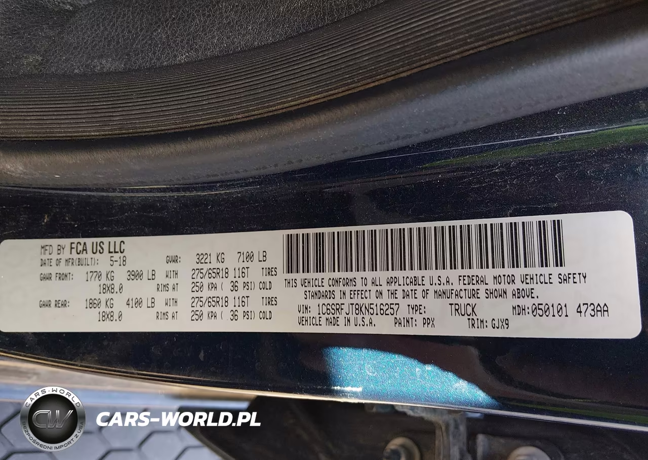 2019 Ram 1500 Laramie VIN:1C6SRFJT8KN516257 - 9