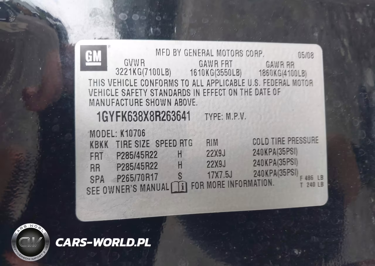2008 Cadillac Escalade VIN:1GYFK638X8R263641 - 9