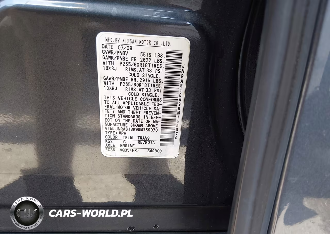 2009 Infiniti Fx35 VIN:JNRAS18W99M159070 - 9