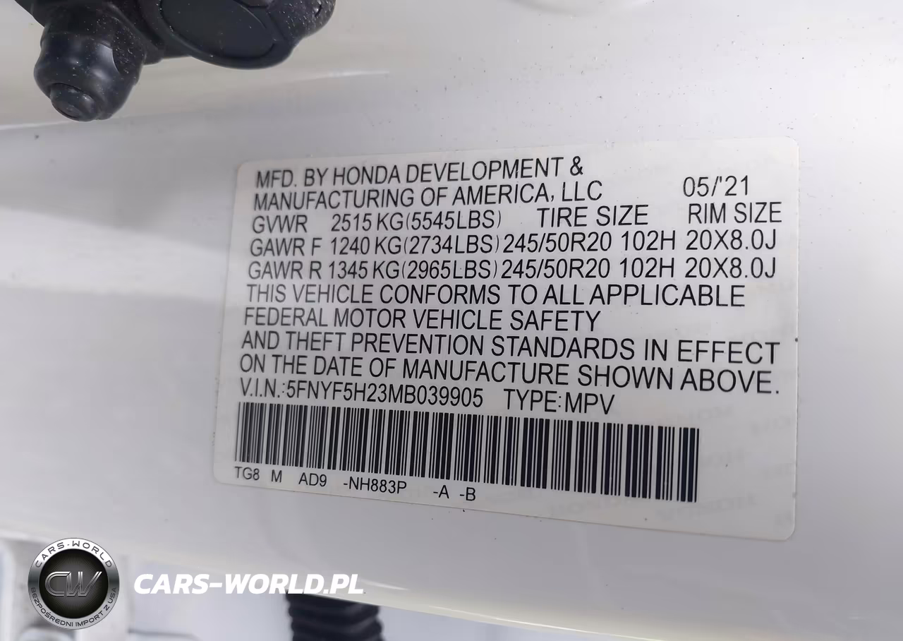 2021 Honda Pilot 2Wd Special Edition VIN:5FNYF5H23MB039905 - 9