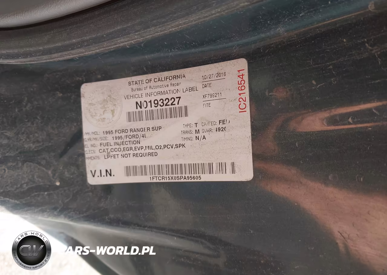 1995 Ford Ranger Super Cab VIN:1FTCR15X0SPA95605 - 9