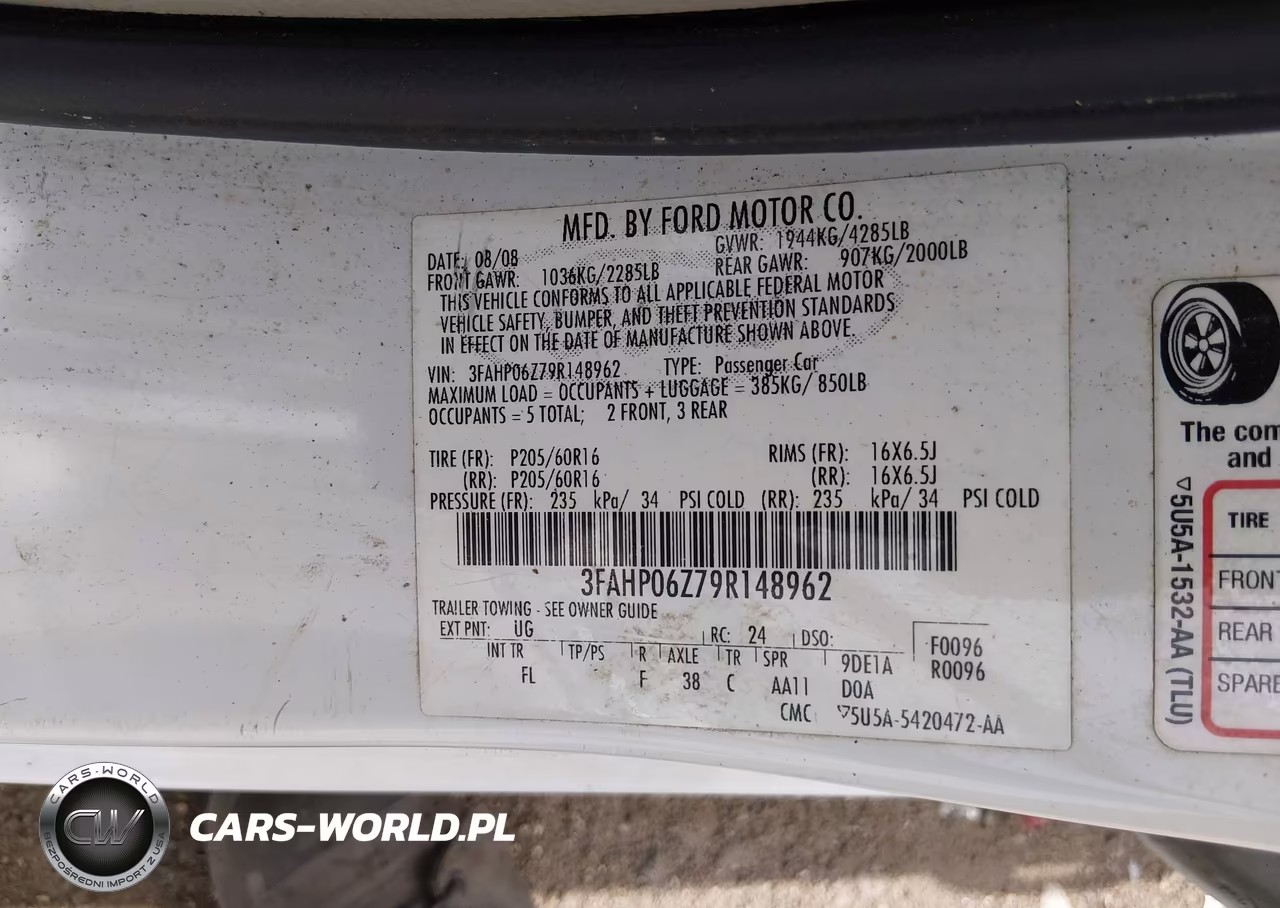 2009 Ford Fusion S VIN:3FAHP06Z79R148962 - 9