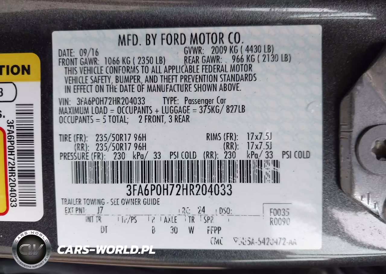 2017 Ford Fusion Se VIN:3FA6P0H72HR204033 - 9