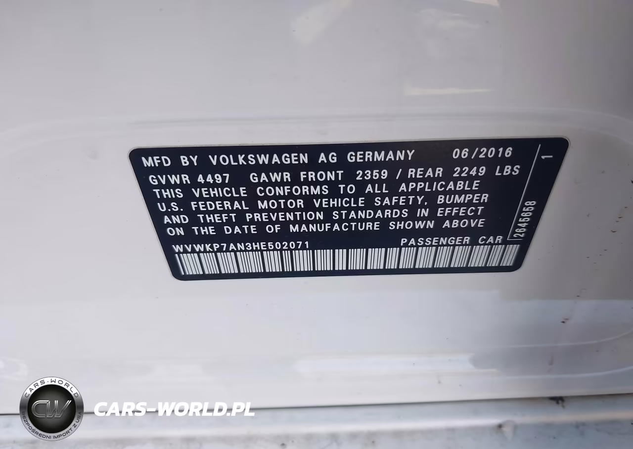 2017 Volkswagen Cc 2.0T Sport VIN:WVWKP7AN3HE502071 - 9