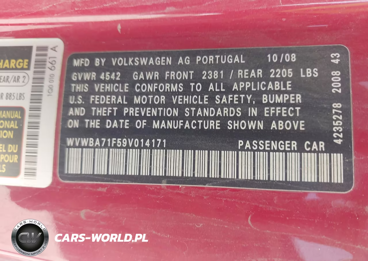 2009 Volkswagen Eos Komfort VIN:WVWBA71F59V014171 - 9