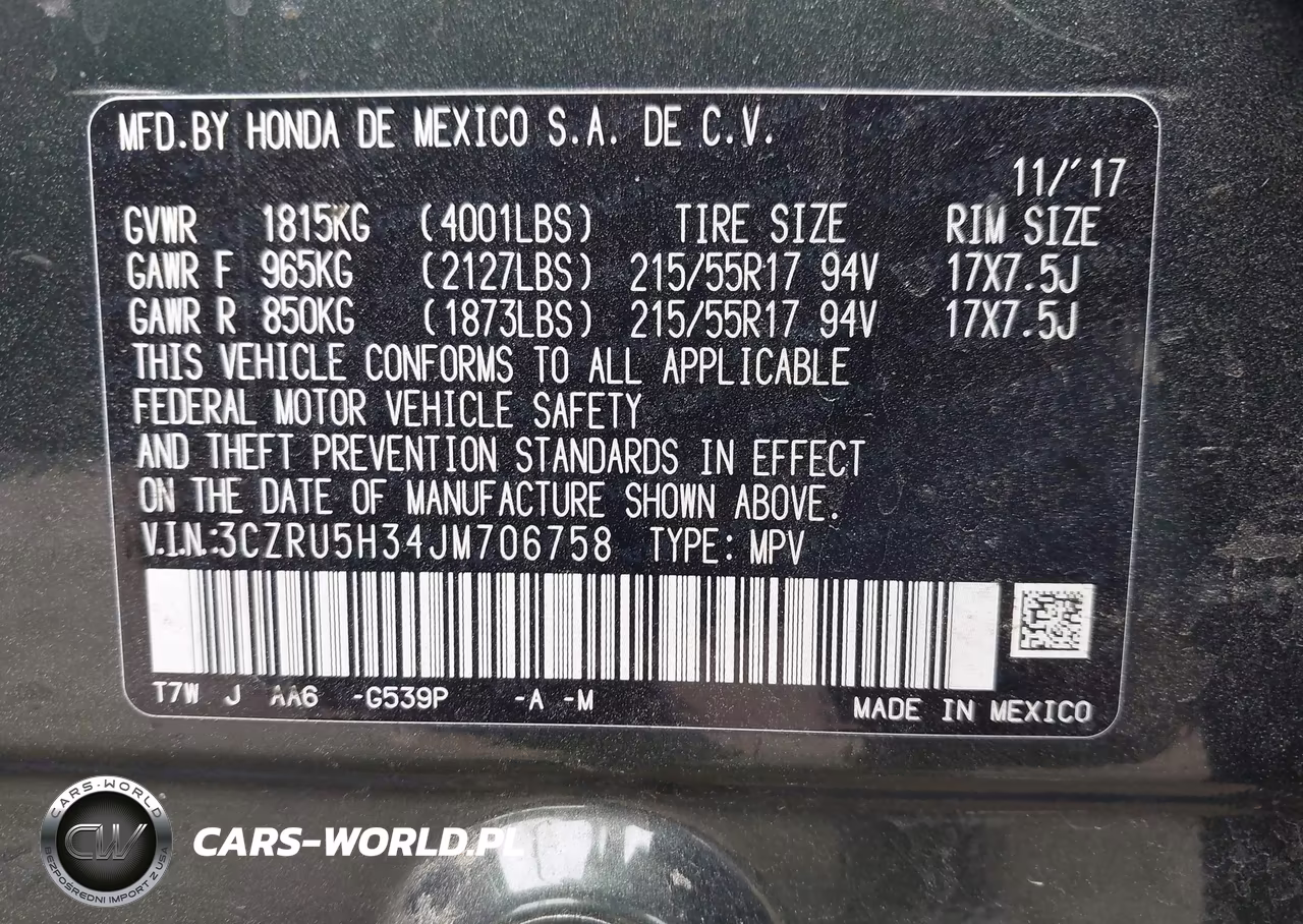 2018 Honda Hr-V Lx VIN:3CZRU5H34JM706758 - 9