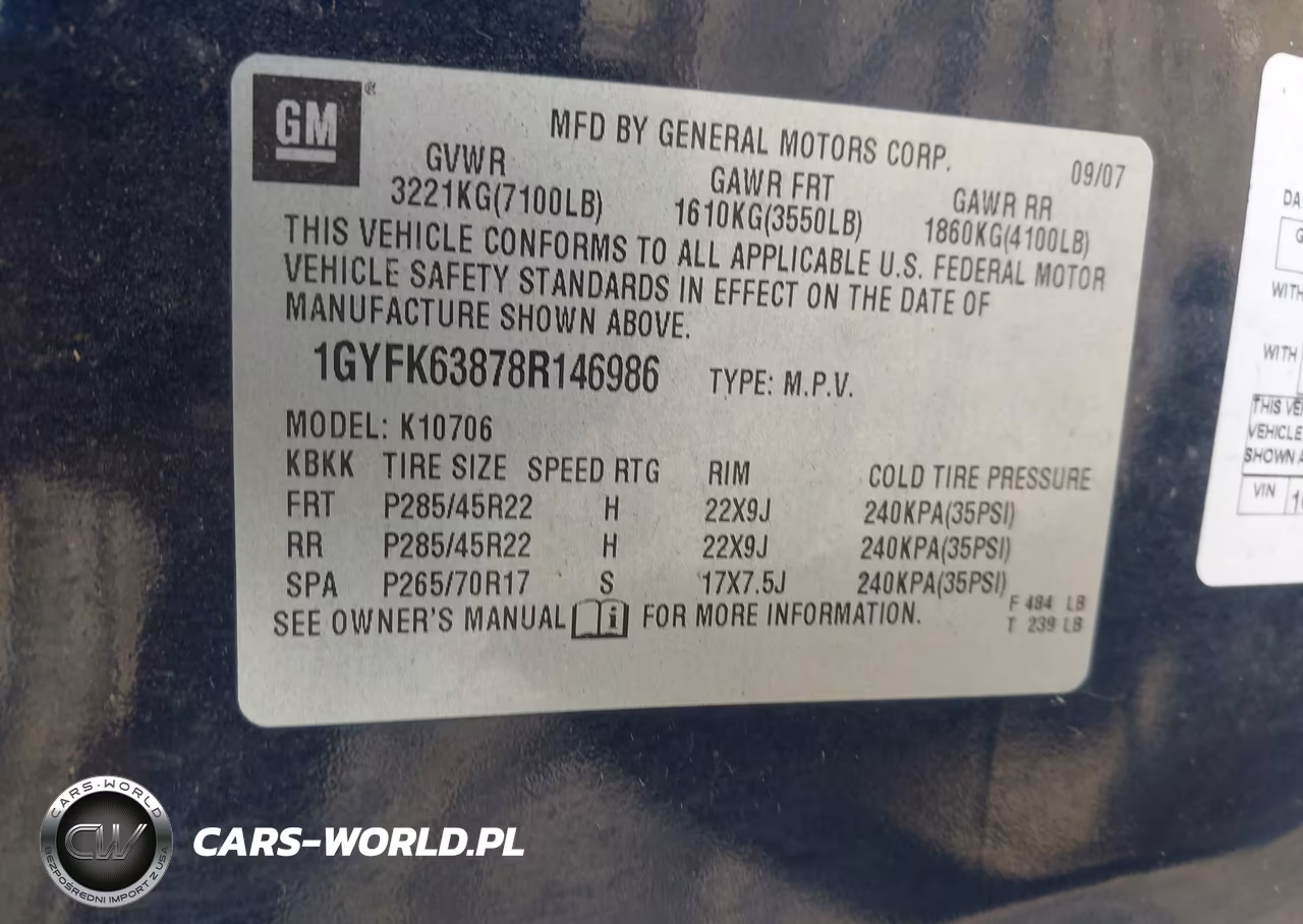 2008 Cadillac Escalade VIN:1GYFK63878R146986 - 9