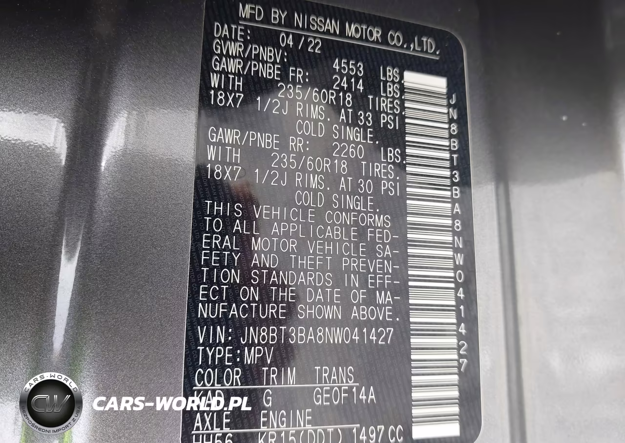 2022 Nissan Rogue Sv Fwd VIN:JN8BT3BA8NW041427 - 9