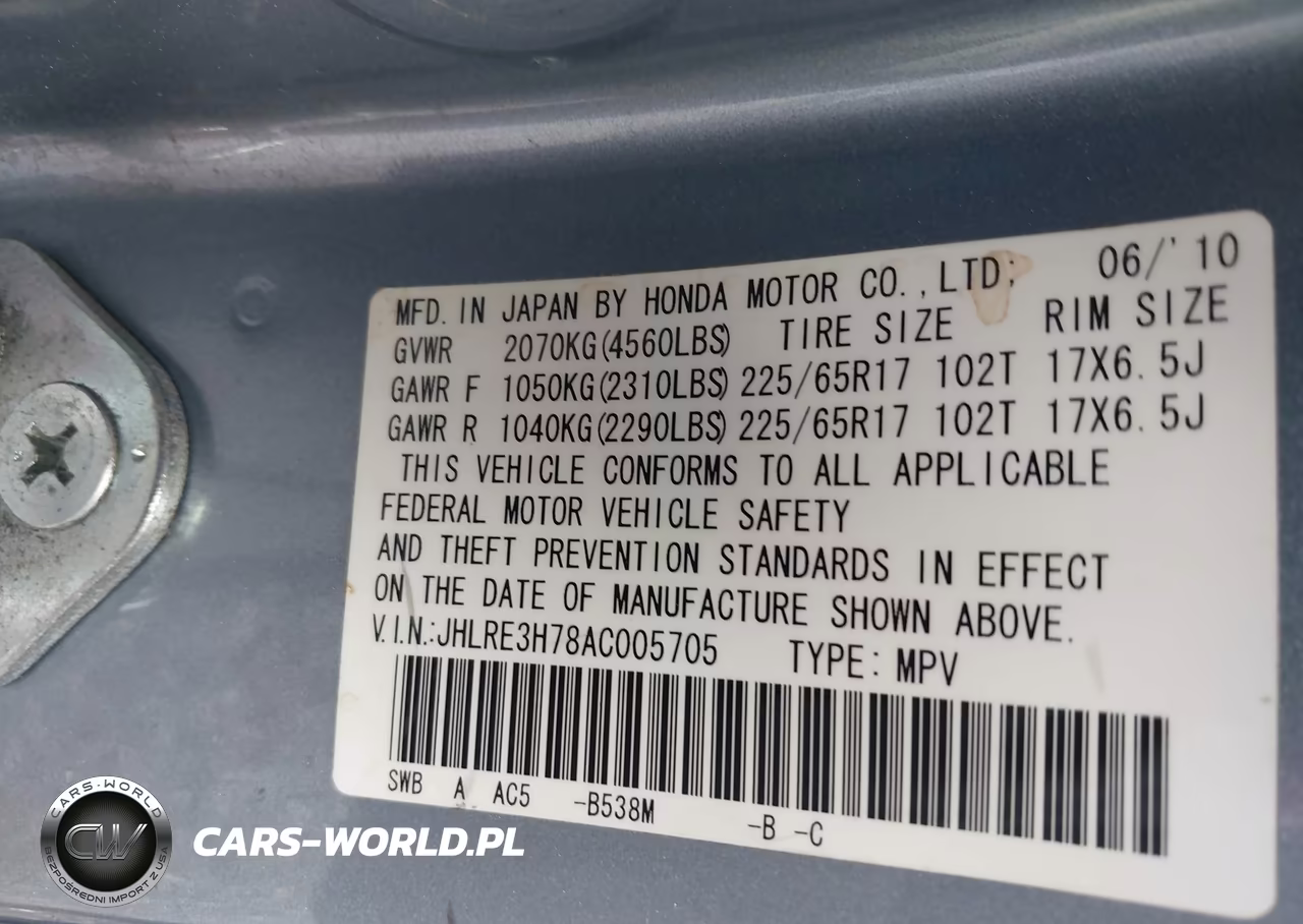 2010 Honda Cr-V Ex-L VIN:JHLRE3H78AC005705 - 9