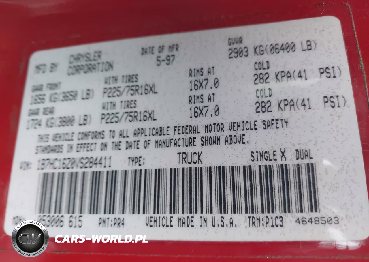 1997 Dodge Ram 1500 Lt VIN:1B7HC16Z0VS284411 - 9