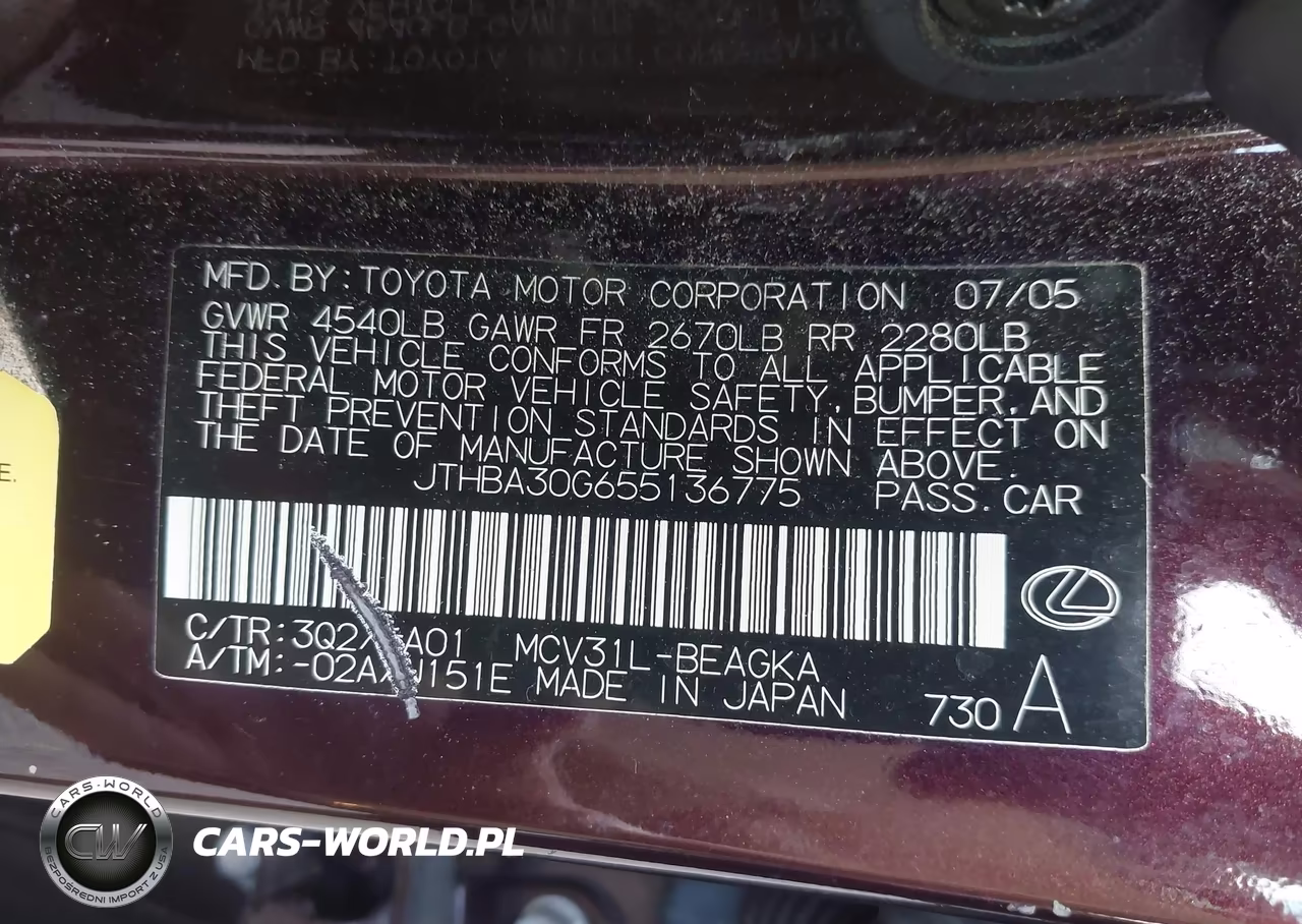 2005 Lexus Es 330 VIN:JTHBA30G655136775 - 9
