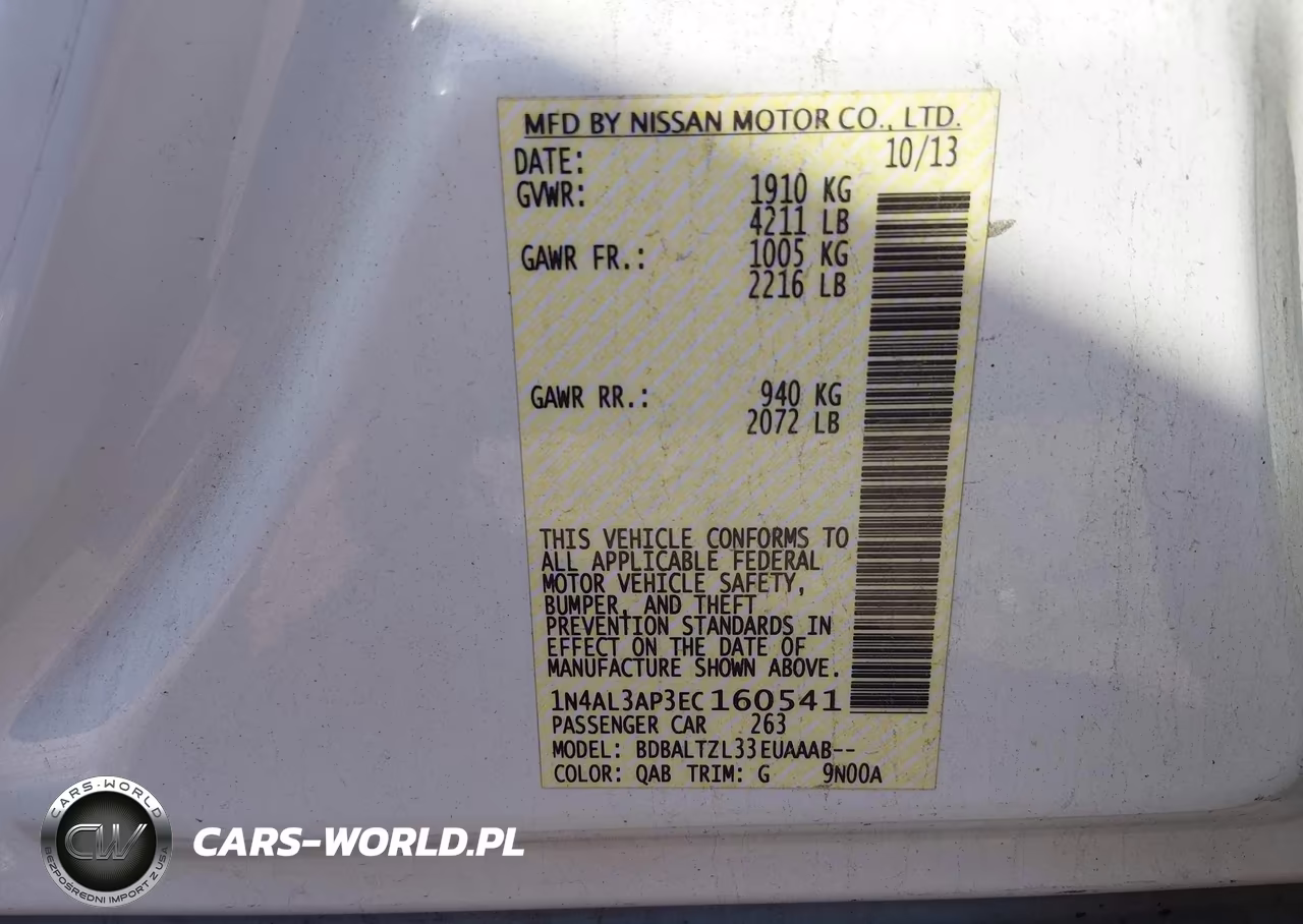2014 Nissan Altima 2.5 Sv VIN:1N4AL3AP3EC160541 - 9