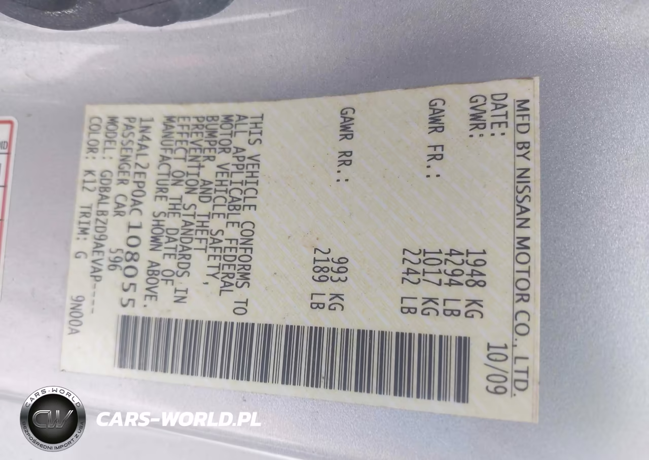 2010 Nissan Altima 2.5 S VIN:1N4AL2EP0AC108055 - 9