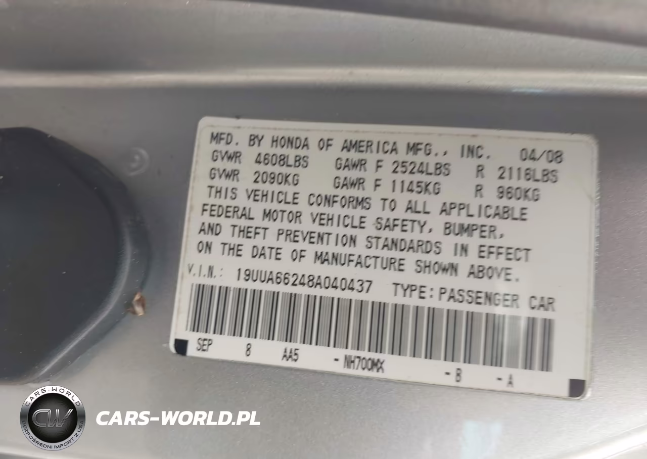 2008 Acura Tl 3.2 VIN:19UUA66248A040437 - 9