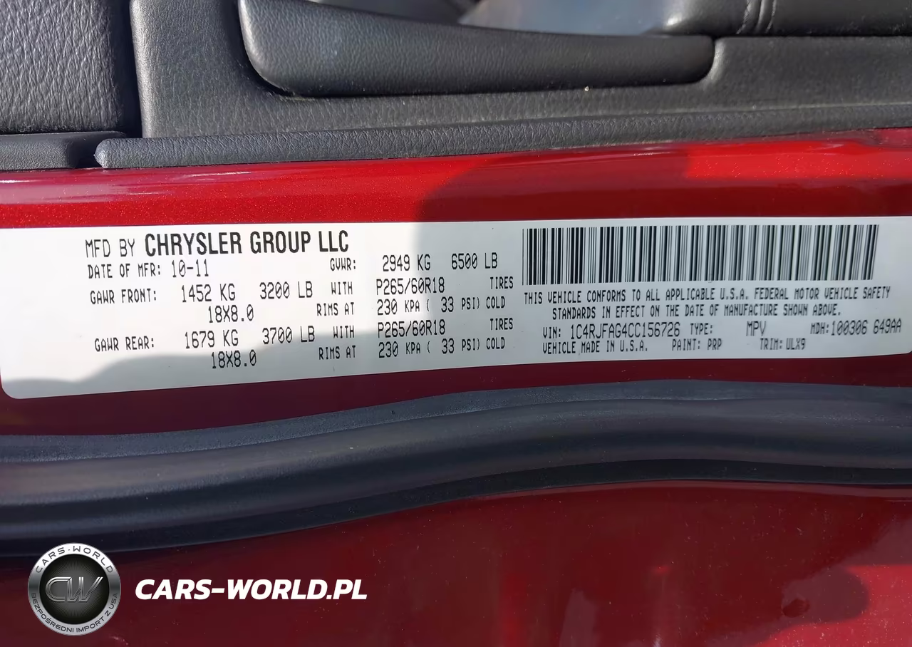 2012 Jeep Grand Cherokee Laredo VIN:1C4RJFAG4CC156726 - 9
