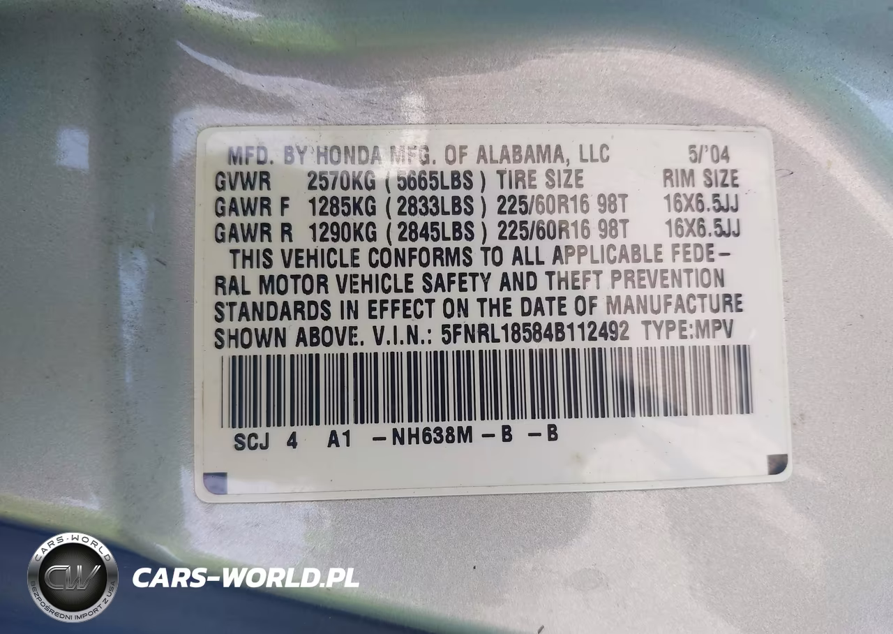 2004 Honda Odyssey Lx VIN:5FNRL18584B112492 - 9