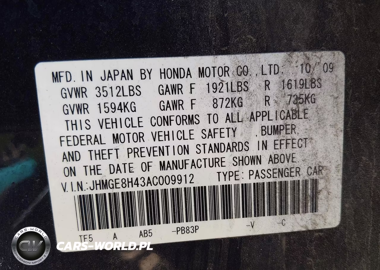 2010 Honda Fit Sport VIN:JHMGE8H43AC009912 - 9