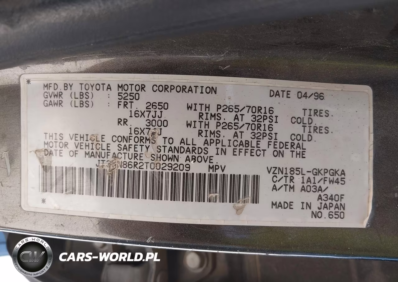 1996 Toyota 4Runner Sr5 VIN:JT3HN86R2T0029209 - 9
