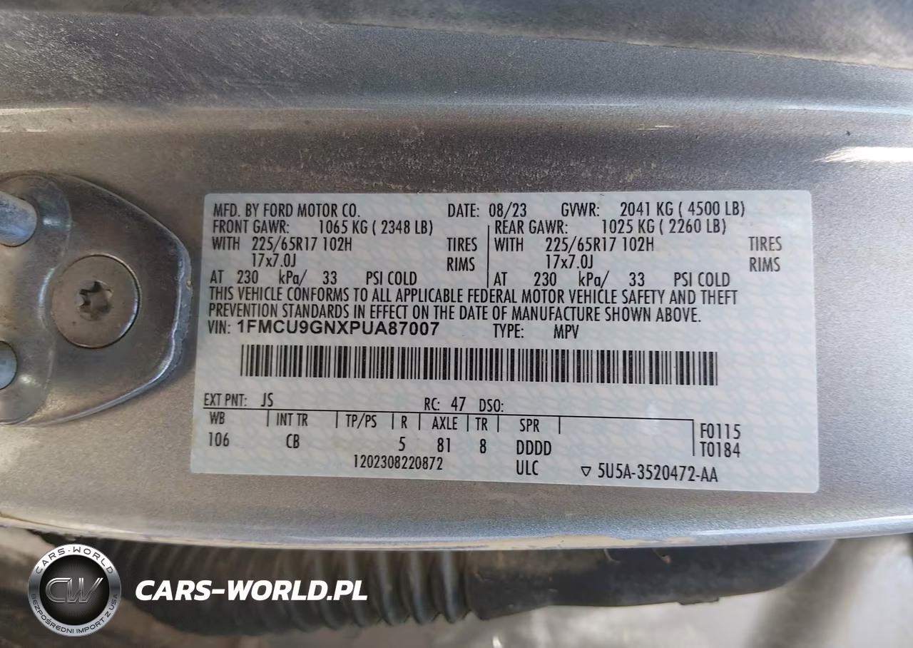 2023 Ford Escape Active VIN:1FMCU9GNXPUA87007 - 9