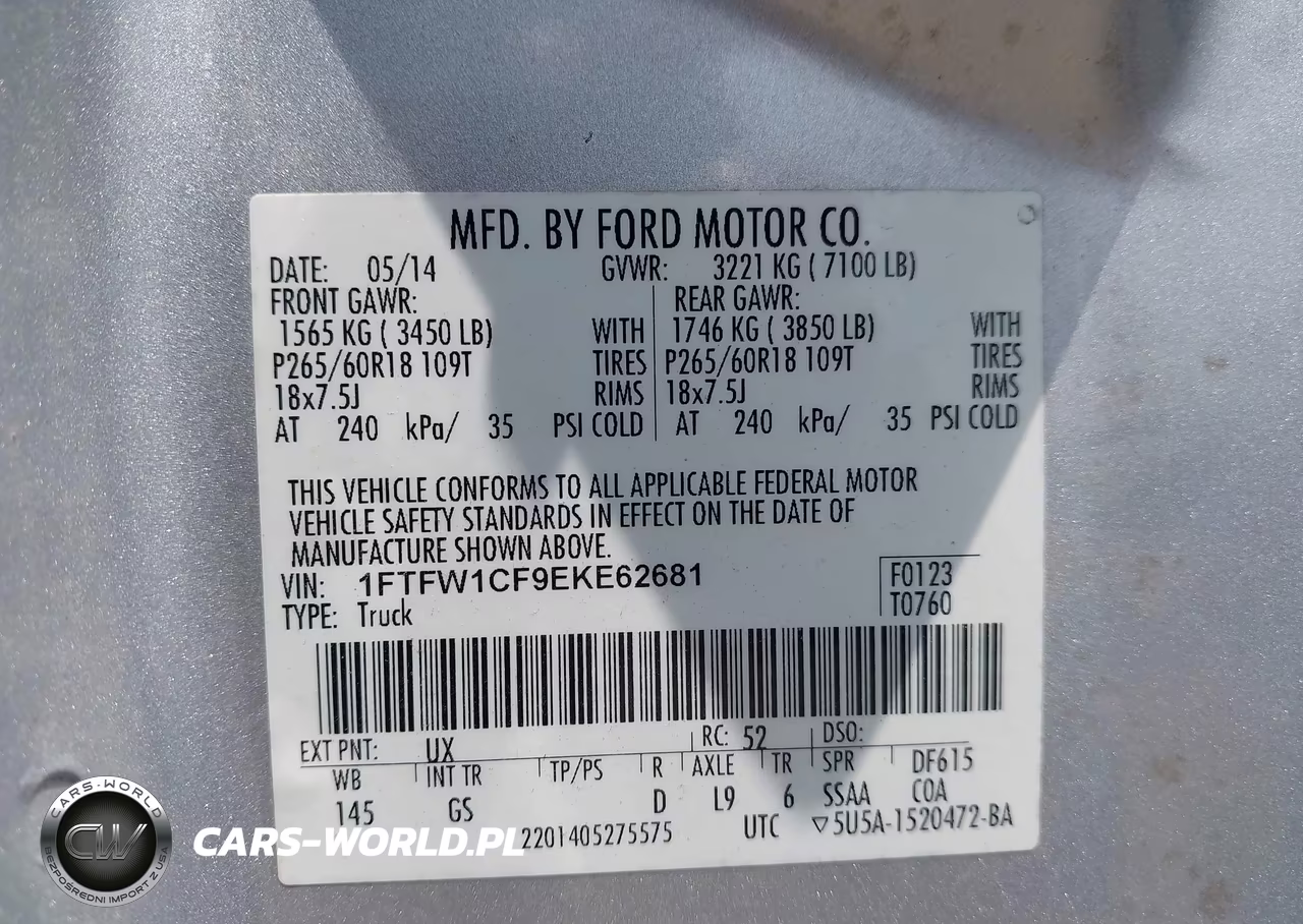 2014 Ford F-150 Xlt VIN:1FTFW1CF9EKE62681 - 9